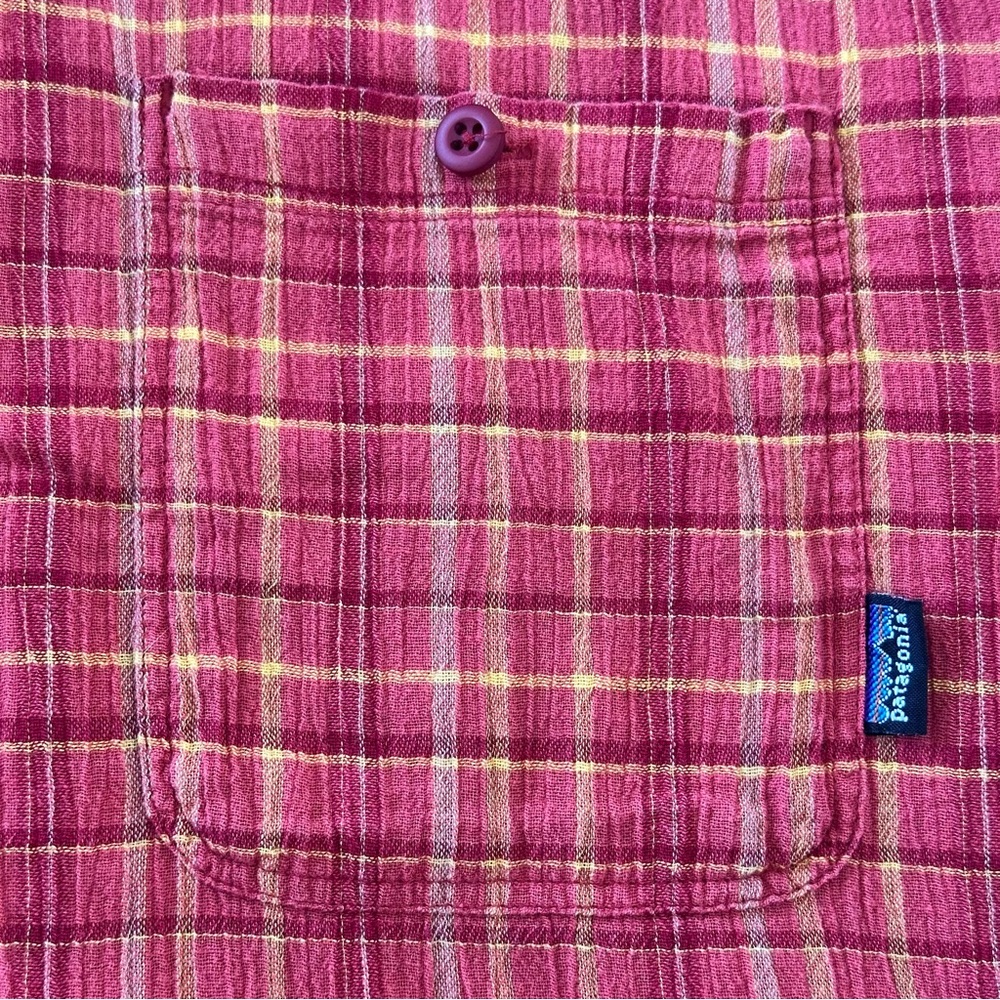 Patagonia Men’s Medium Red Yellow Plaid Organic Cotton Short Sleeve Shirt - Picture 5 of 6
